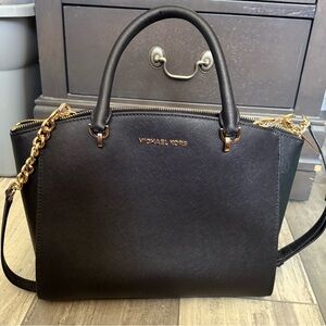 Michael Kors Ellis Black Leather Handbag NWT